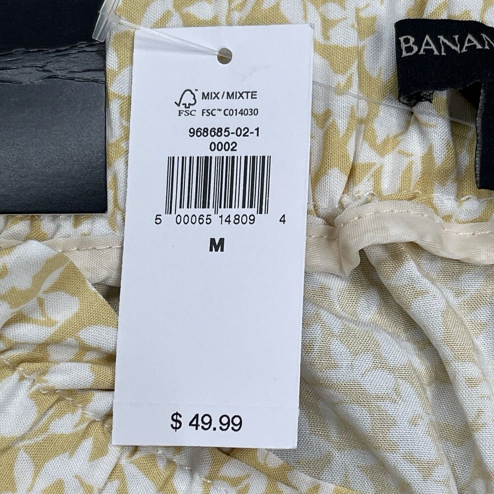 Banana Republic Shorts Size Medium Yellow Floral High Rise 4" Inseam NEW W Tags - Picture 6 of 10